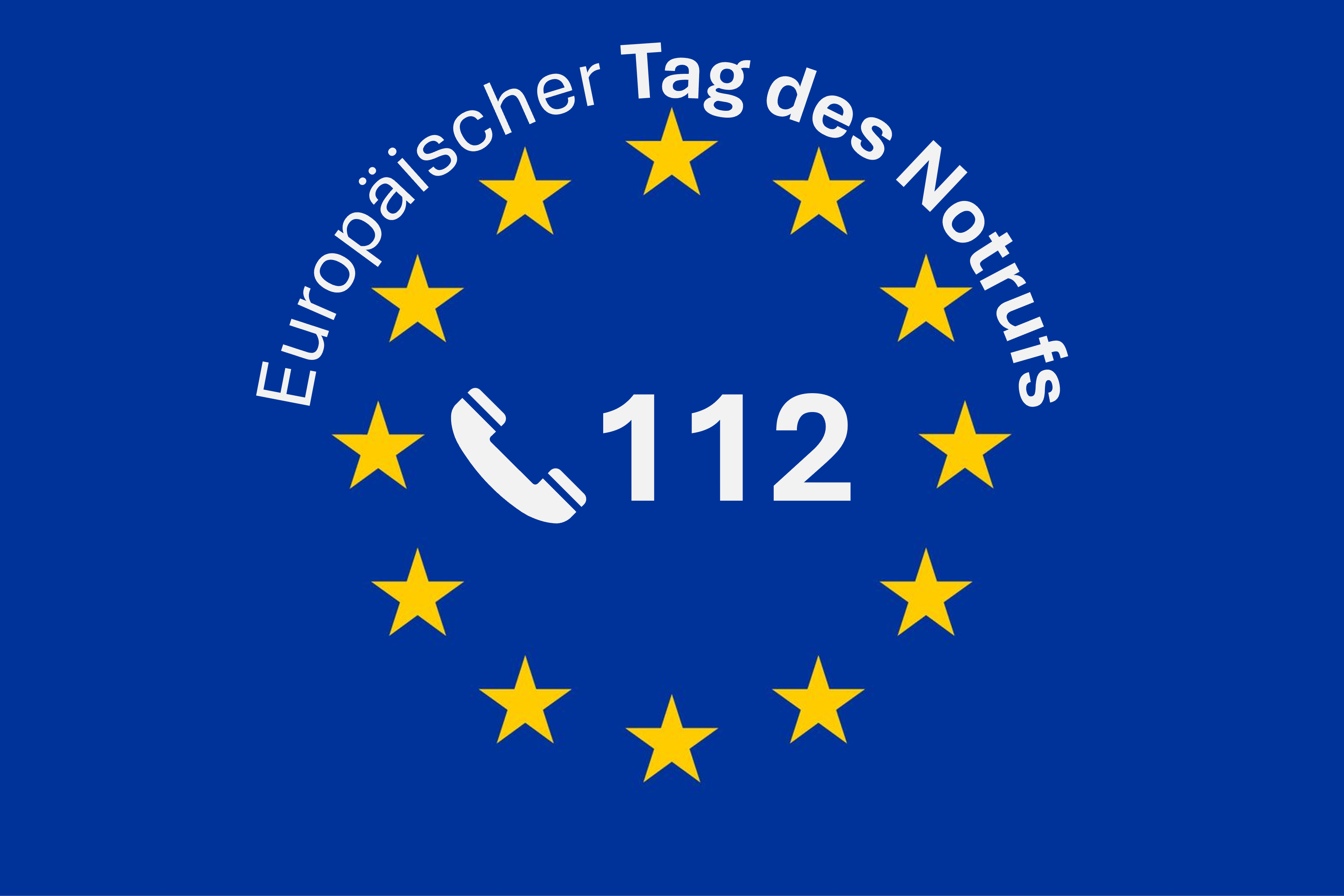 Europaflagge mit Notrufnummer 112